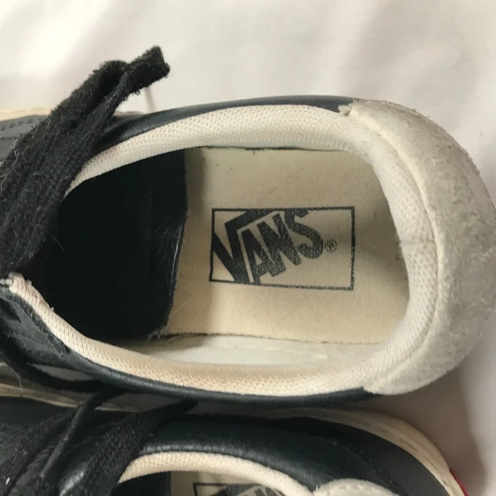 VANS Off The Wall Old Skool Lux Black Leather Lace Up Shoes‎ Mens 6.5 Womens 8
